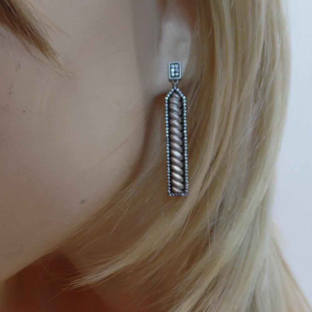 Freida Rothman .925 Sterling Silver Cubic Zirconia Twisted Cable Earrings $250 - Picture 2 of 12